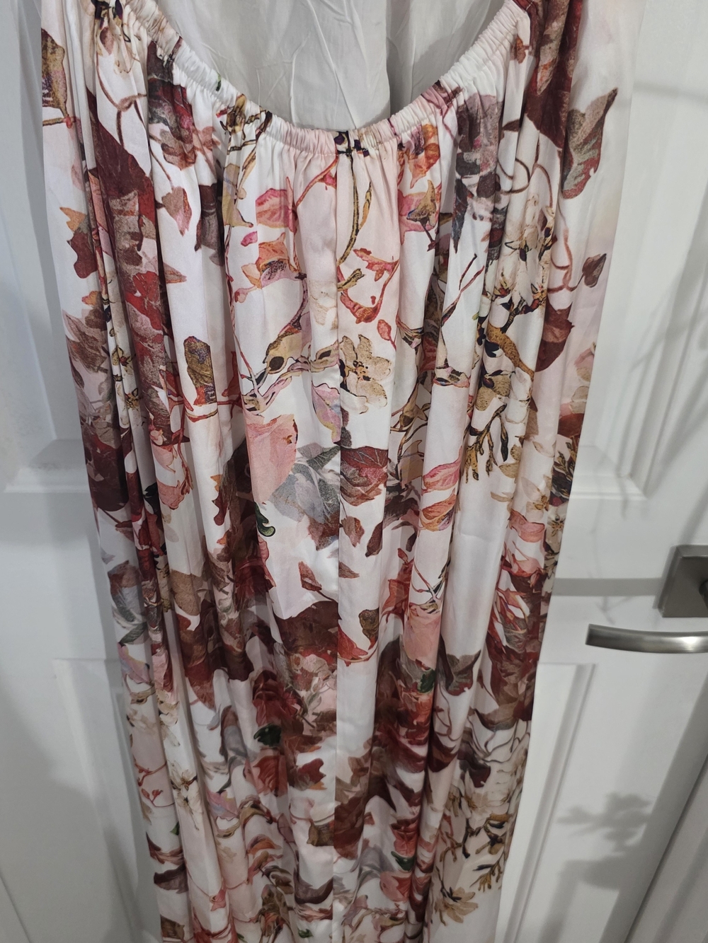 Floral Halter Maxi Dress White Pink Red Boho Beach Resort Women's 8 - Picture 10 of 15